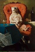 Alfred Dedreux Pug Dog in an Armchair oil on canvas